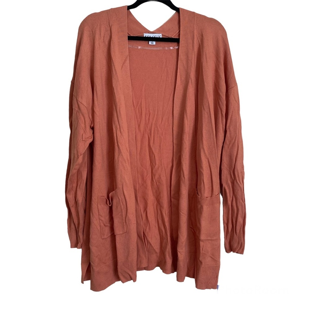 Ava & Viv Oversized Rust Color Long Sleeve Open F… - image 1